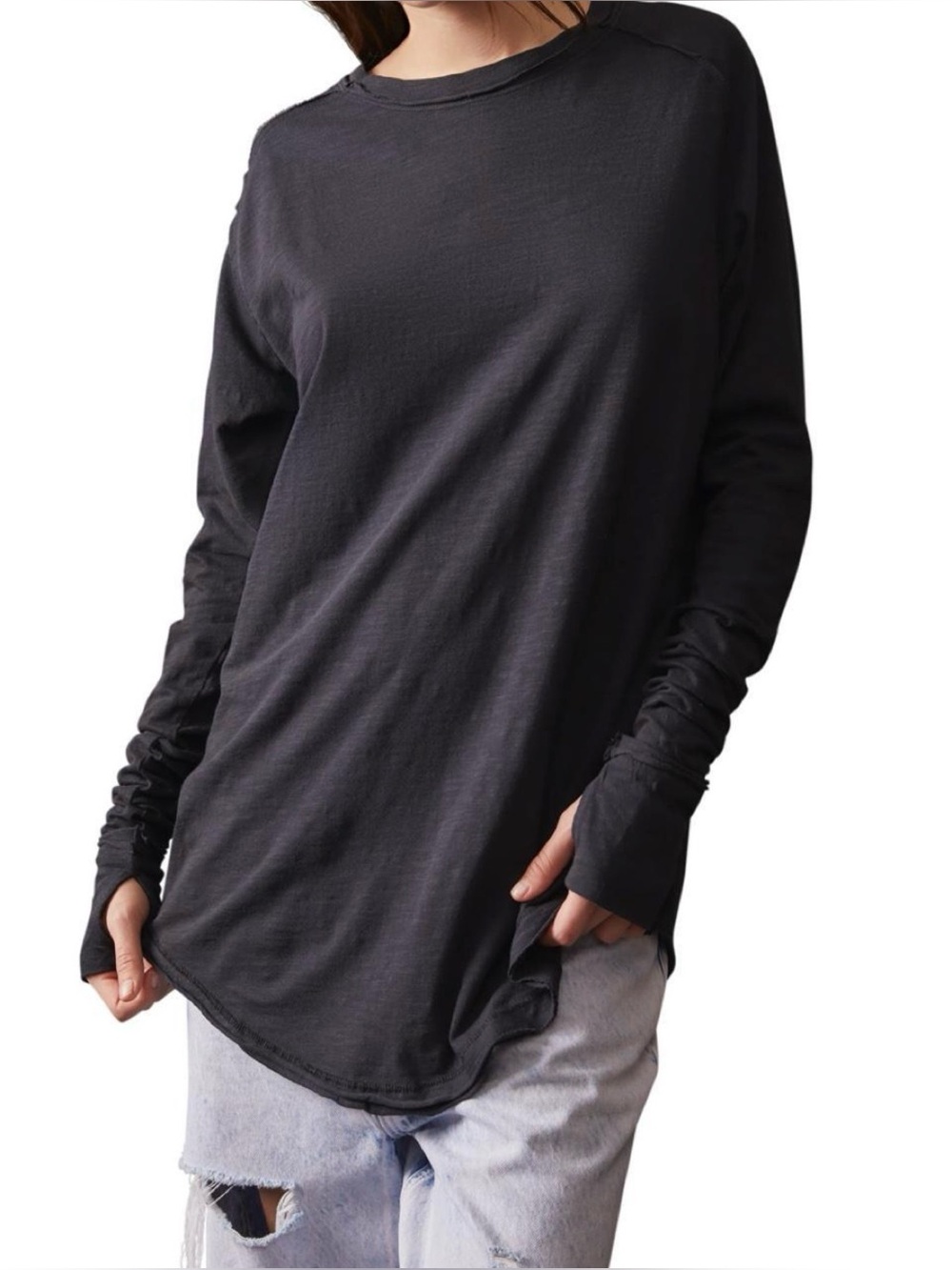 We The Free Arden Olive Scoop Neck Long Sleeve Tee